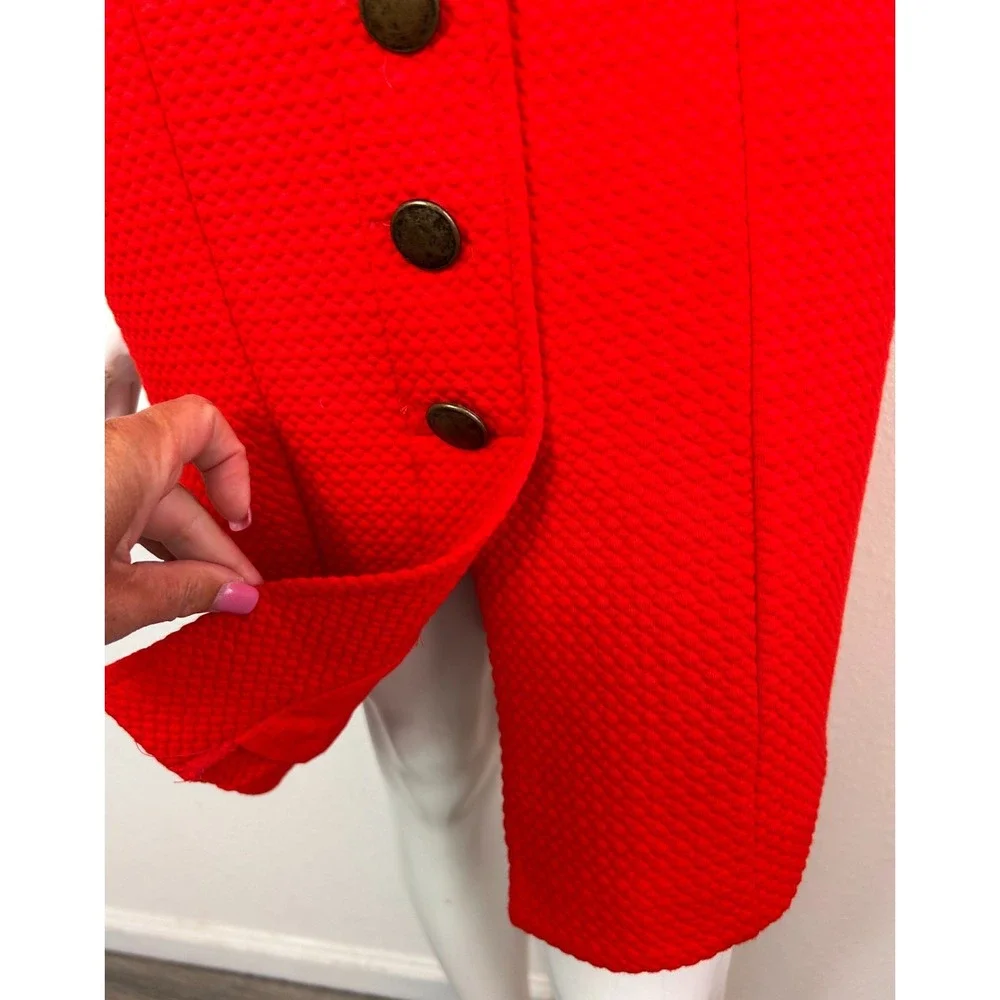 Anthropologie Maeve Dress Textured Buttons Sleeveless Red V-Neck Size X-Small - Picture 7 of 11